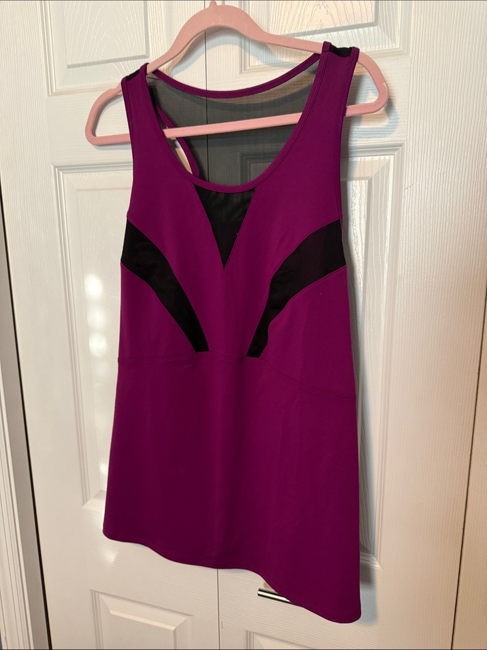 Women’s Purple Tank Top with Black Mesh Insets